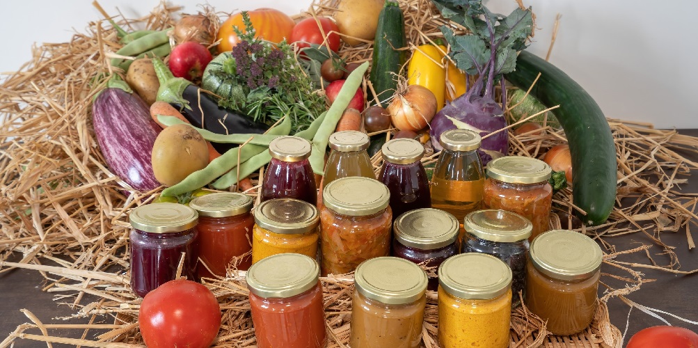 bocaux et légumes